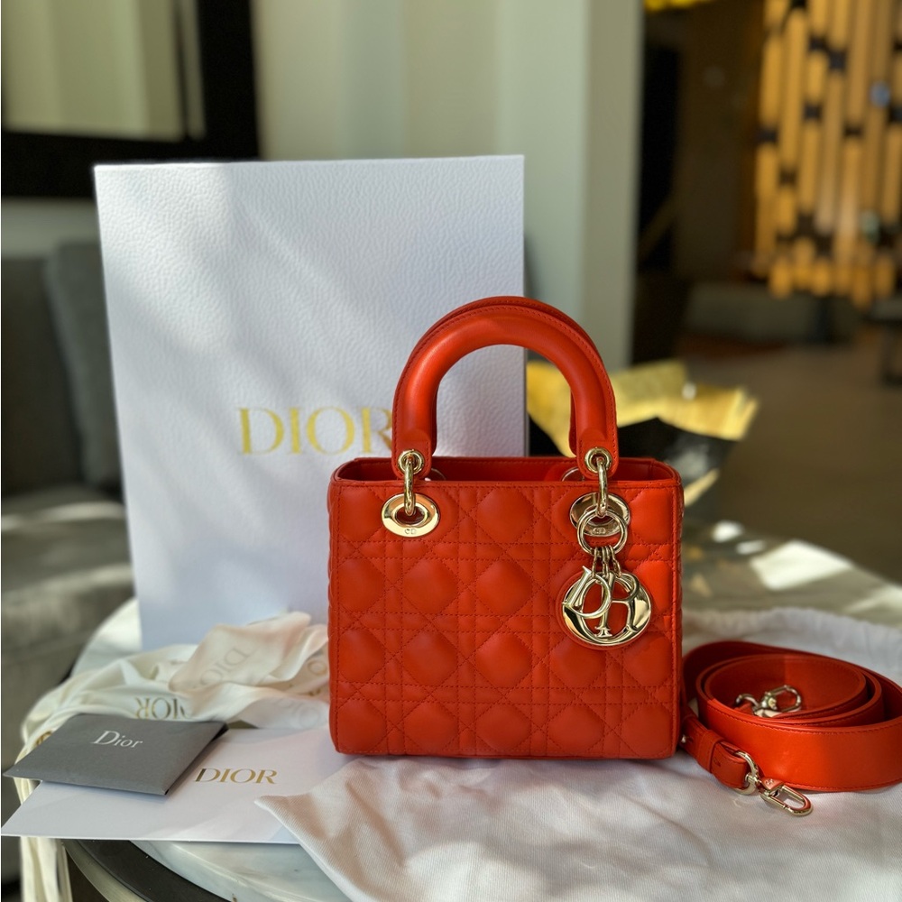 lady Dior orange small bag